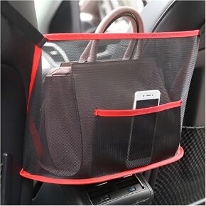 Mandark Car Net Pocket Handbag Holder, Mesh Vehicle Storage Organizer Between Front Seats, Large Capacity Auto Purse Holder for Backseat Pet Kid Barrier, Universal for SUV, Truck, RV (Black)