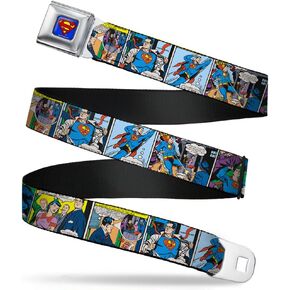 Buckle-Down Men's Seatbelt Belt Superman Kids, Comic Panels, 1.0" Wide-20-36 Inches