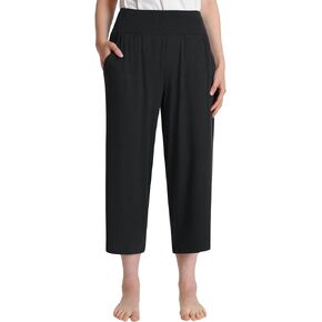 Latuza Women's Soft Lounge Capris Rib Knit Capri Pajama Pants with Pockets