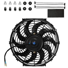 Muhize 12 بوصة طقم مروحة تبريد المبرد العالمي - 80W 1000 CFM قابلة للانعكاس/سحب مروحة الرادياتير الكهربائية ، 12 فولت مع مجموعة Mount (حزمة 2)