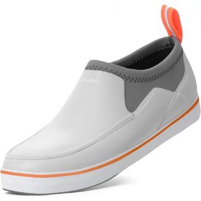 Furuian Men's Deck Shoes, Short Deck Boots Rain Boots Waterproof Rain Fishing Shoes Slip-on Rubber Loafers Lightweight Shoes for Walk Boating Sailing & Gardening