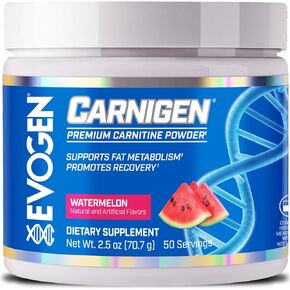 Evogen Carnigen Premium L Carnitine Liquid – L Carnitine 3000 Supplement | L Carnitine Supplement for Fat Metabolism & Recovery | Acetyl L-Carnitine | Caffeine Free | Sour Gummies | 31 Servings