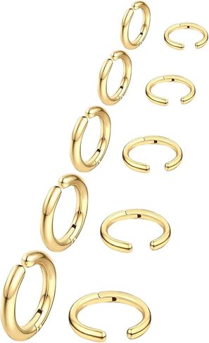 NEWITIN 10 Pieces Gold Clip On Earrings for Men Stainless Steel Hoop Earring Non Piercing Fake Earring Unisex Clip on Hoop Earrings for Women Men in Kuwait