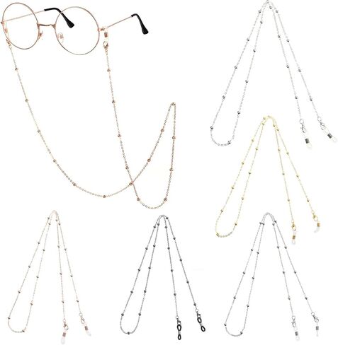 سلسلة نظارات Teaaha 5pcs للنساء ، حبل حلزات النظارات اللامعة ، سلاسل الطراز الشمسي سلسلة نظارات العين حول الرقبة (الذهب الوردي ، الفضة ، K ، الذهب المقلدة ، الأسود) in Saudi Arabia