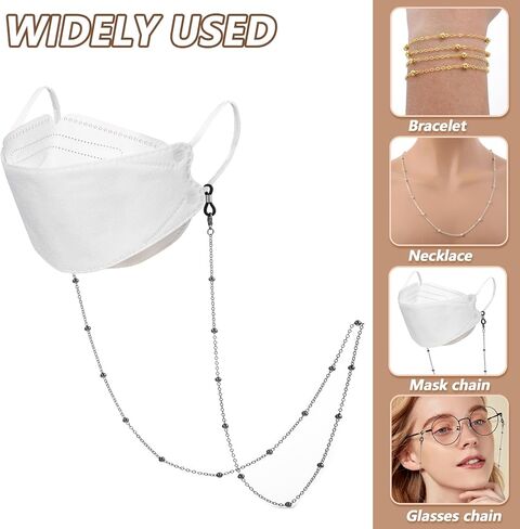 سلسلة نظارات Teaaha 5pcs للنساء ، حبل حلزات النظارات اللامعة ، سلاسل الطراز الشمسي سلسلة نظارات العين حول الرقبة (الذهب الوردي ، الفضة ، K ، الذهب المقلدة ، الأسود) in Saudi Arabia