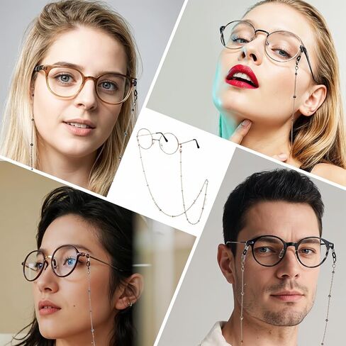 سلسلة نظارات Teaaha 5pcs للنساء ، حبل حلزات النظارات اللامعة ، سلاسل الطراز الشمسي سلسلة نظارات العين حول الرقبة (الذهب الوردي ، الفضة ، K ، الذهب المقلدة ، الأسود) in Saudi Arabia