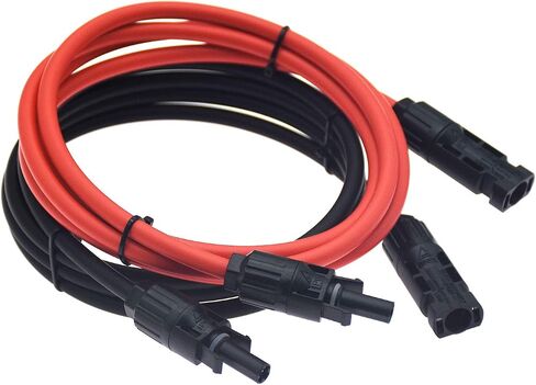 1 زوج أسود + أحمر 10AWG(6mm²) كابل تمديد اللوحة الشمسية سلك موصل كابل محول الطاقة الشمسية مع موصلات أنثى وذكر (3 FT-2) in Kuwait
