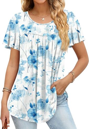 Anymiss 2025 Womens Spring Tunic Tops Summer Casual Dressy Short Sleeve Loose Fit T Shirts M-3X in Kuwait