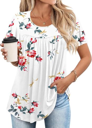 Anymiss 2025 Womens Spring Tunic Tops Summer Casual Dressy Short Sleeve Loose Fit T Shirts M-3X in Kuwait