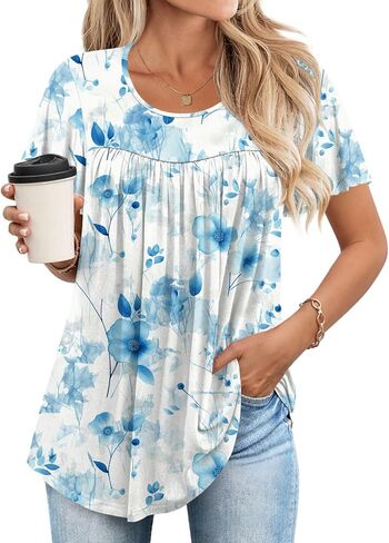 Anymiss 2025 Womens Spring Tunic Tops Summer Casual Dressy Short Sleeve Loose Fit T Shirts M-3X in Kuwait