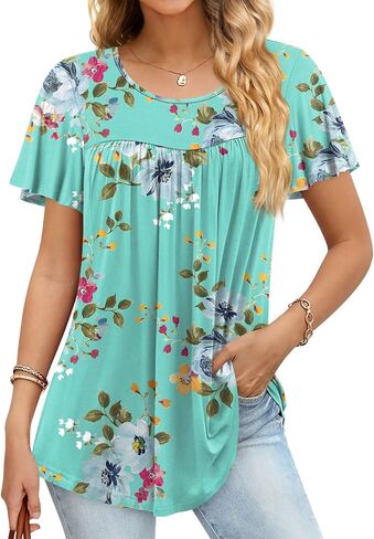 Anymiss 2025 Womens Spring Tunic Tops Summer Casual Dressy Short Sleeve Loose Fit T Shirts M-3X in Kuwait