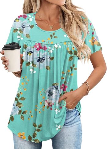 Anymiss 2025 Womens Spring Tunic Tops Summer Casual Dressy Short Sleeve Loose Fit T Shirts M-3X in Kuwait