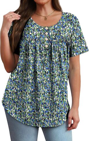 WIHOLL Womens Summer Tunic Tops Button Down Shirts Short Sleeve T-shirts Beach Vacation Clothes Spring S-3XL in Saudi Arabia