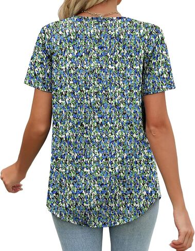 WIHOLL Womens Summer Tunic Tops Button Down Shirts Short Sleeve T-shirts Beach Vacation Clothes Spring S-3XL in Saudi Arabia