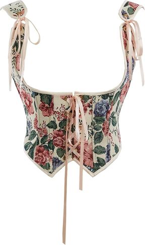 Women Medieval Renaissance Corset Tops Cute Floral Boned Bust Support Bustier Bodice in Saudi Arabia