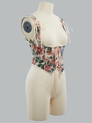 Women Medieval Renaissance Corset Tops Cute Floral Boned Bust Support Bustier Bodice in Saudi Arabia