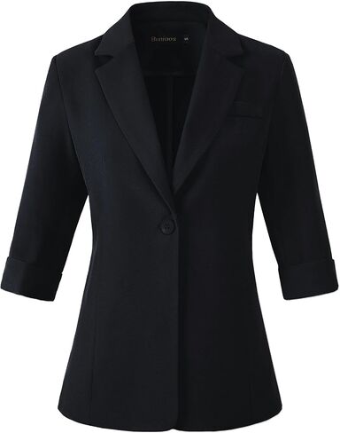 Beninos Womens 3/4 Sleeve Blazers Business Casual Solid Lightweight Suit Jacket Office Blazer in Kuwait