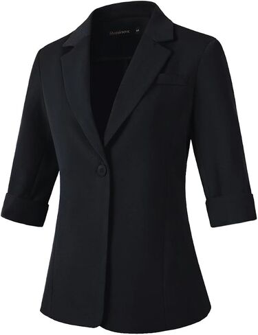 Beninos Womens 3/4 Sleeve Blazers Business Casual Solid Lightweight Suit Jacket Office Blazer in Kuwait