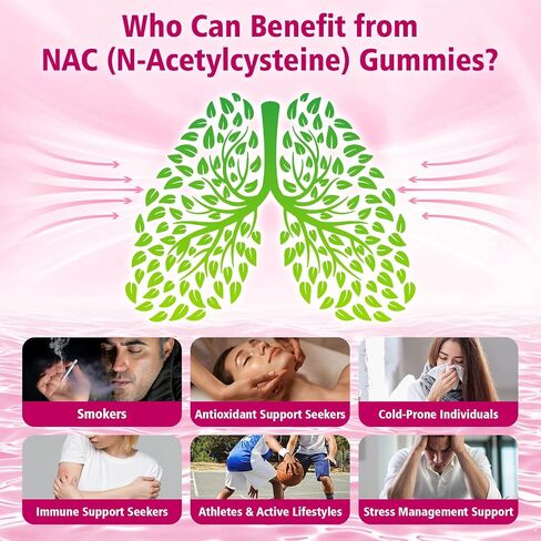 NAC Gummies Sugar-Free, N-Acetyl Cysteine NAC Supplement 1000mg for Antioxidants, Immune Support, Non-GMO, Gluten-Free, Vegan – Raspberry Flavor, 60 Gummies in Saudi Arabia