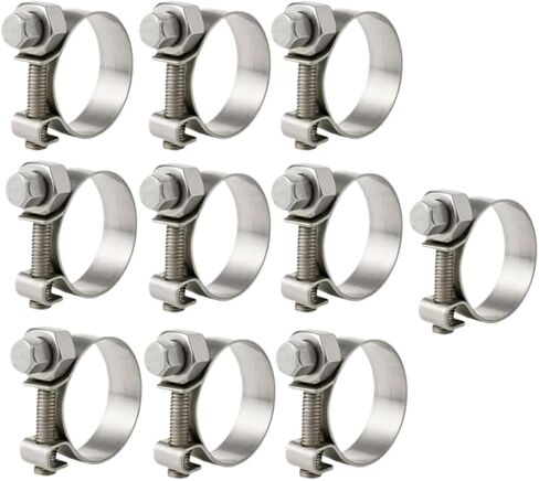 NITRO4X4 Stainless Steel Fuel Injector Hose Clamps Set - 10 Pack Adjustable Gas Line Hose Clamp (7/16 to 1/2 Inch, 11-13mm) - Heavy Duty Hose Clamp for Fuel Lines, Automotive Repairs in Saudi Arabia