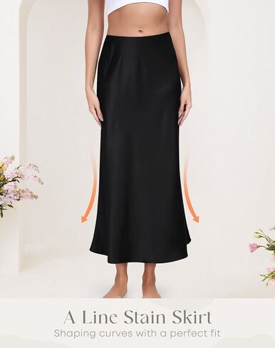Long Half Slip for Women Under Dress Satin Slip Skirt Extenders Underskirt in Saudi Arabia