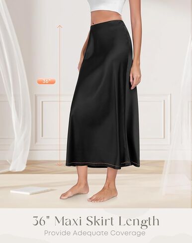 Long Half Slip for Women Under Dress Satin Slip Skirt Extenders Underskirt in Saudi Arabia