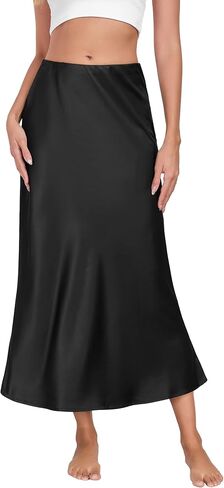 Long Half Slip for Women Under Dress Satin Slip Skirt Extenders Underskirt in Saudi Arabia