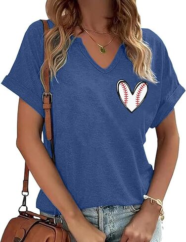 لعبة البيسبول ماما قميص البيسبول أمي Tshirt Day V-te-tech short sereve Cheer Mom Mom Heart Graphic Tees in Saudi Arabia