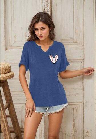 لعبة البيسبول ماما قميص البيسبول أمي Tshirt Day V-te-tech short sereve Cheer Mom Mom Heart Graphic Tees in Saudi Arabia