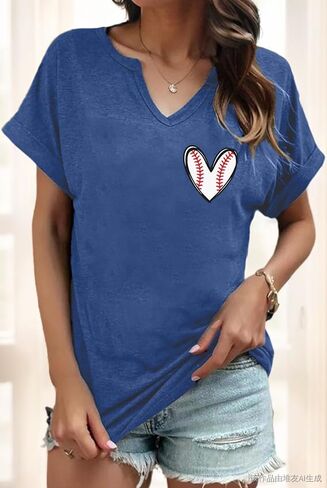لعبة البيسبول ماما قميص البيسبول أمي Tshirt Day V-te-tech short sereve Cheer Mom Mom Heart Graphic Tees in Saudi Arabia