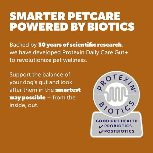 Protexin Daily Care Gut+ Digestive، 60 قطعة مضغ مكملة للبروبيوتيك وما بعد الحيوية للكلاب - بنكهة الدجاج والخروب in Saudi Arabia