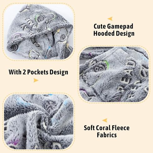 Glow in The Dark Kids Robes for Boys Girls Toddler Warm Fleece Hooded Bathrobe Soft Fuzzy Bath Robes 2-8 Years in Saudi Arabia