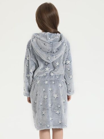 Glow in The Dark Kids Robes for Boys Girls Toddler Warm Fleece Hooded Bathrobe Soft Fuzzy Bath Robes 2-8 Years in Saudi Arabia