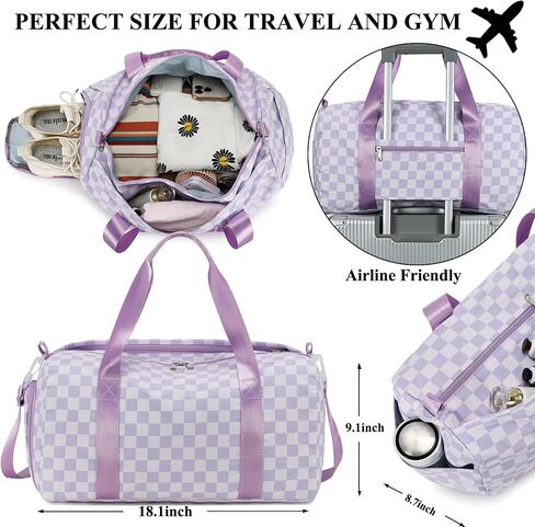 LEDAOU Duffle Bag Girls Kids Cute Dance Bag with Shoes Compartment Gym Bag with Wet Pocket Sports Overnight Travel Bag in Kuwait