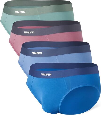 Separatec Men's Briefs Rayon Made from Bamboo Breathable Seamless Underwear Dual Pouch Comfort Underwear for Men 4 Pack in Kuwait