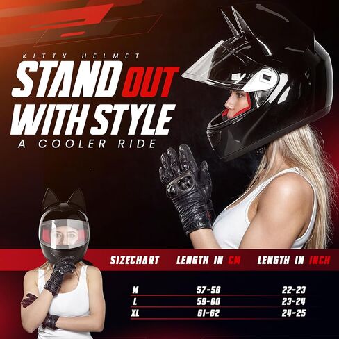 Unisex Kitty Cat Ear Automotive Motorcycle Biker Helmet with Bluetooth | for Moped | Bike | Vespa | Scooter | ATV | Quad | Dirtbike | DOT FMVSS218 Approved and Certified in Saudi Arabia