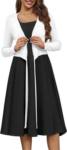 VOIANLIMO Women's Cardigan Knit Sweaters Long Sleeve Cropped Tie Front Bolero Shrug for Dresses S-XL in Kuwait