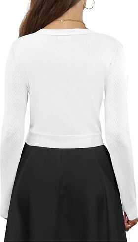 VOIANLIMO Women's Cardigan Knit Sweaters Long Sleeve Cropped Tie Front Bolero Shrug for Dresses S-XL in Kuwait