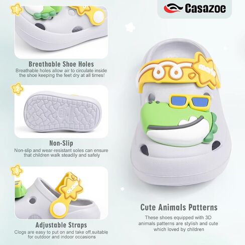 Casazoe Toddler Boys Girls Garden Clogs Little Kids Slip On Water Sandals Cute Cartoon Animals Patterns EVA Clogs Slipper Slides Lightweight Outdoor Summer Children Beach Pool Play Shoes in Saudi Arabia