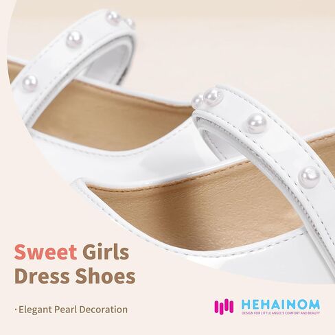Hehainom Girls Dress Shoes Flower Girl Ballet Flats for Little Big Kids Todder Wedding Party Peals Shoes in Kuwait