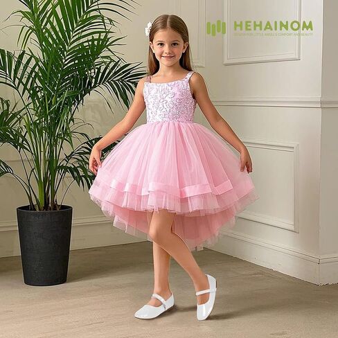 Hehainom Girls Dress Shoes Flower Girl Ballet Flats for Little Big Kids Todder Wedding Party Peals Shoes in Kuwait