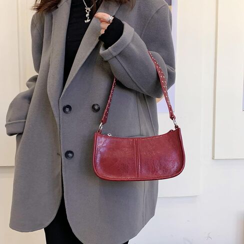 Shoulder Bags Red Purse for Women Burgundy Purse 90s Y2k Bag Studded Leather Handbags Crossbody Bag in Kuwait