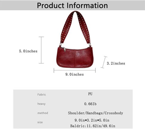 Shoulder Bags Red Purse for Women Burgundy Purse 90s Y2k Bag Studded Leather Handbags Crossbody Bag in Kuwait