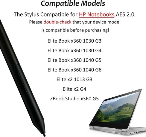 القلم النشط القابل لإعادة الشحن G3 لقلم HP النشط القابل لإعادة الشحن G3؛ متوافق مع HP EliteBook x360 1030 G3/G4 EliteBook x360 1040 G5/G6 HP ZBook Studio x360 G5 in Kuwait
