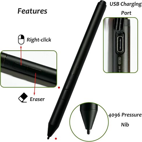 القلم النشط القابل لإعادة الشحن G3 لقلم HP النشط القابل لإعادة الشحن G3؛ متوافق مع HP EliteBook x360 1030 G3/G4 EliteBook x360 1040 G5/G6 HP ZBook Studio x360 G5 in Kuwait