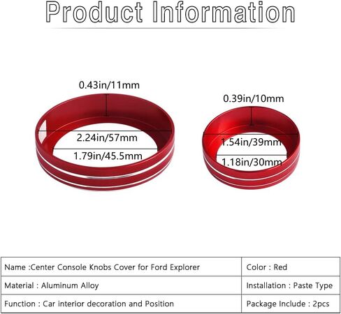 PIFOOG for Ford Explorer 2021 Accessories 2022 2020 2023 Drive Mode Gear Shift Knobs Covers Center Console Button Rings Decal ST XLT Limited Platinum Red 2PCS in Kuwait