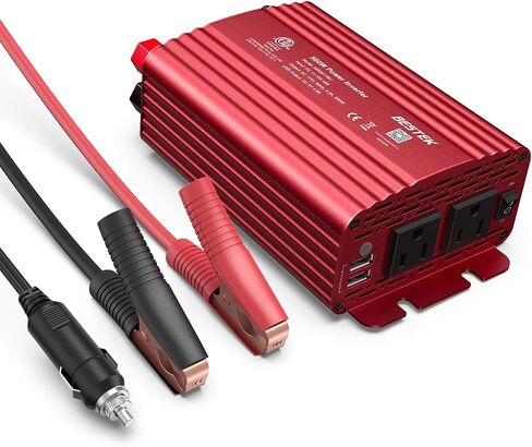 BESTEK 500W Power Inverter DC 12V to 110V AC Converter with Alligator Battery Clamp 4.8A Dual USB Car Charger ETL Listed in Kuwait
