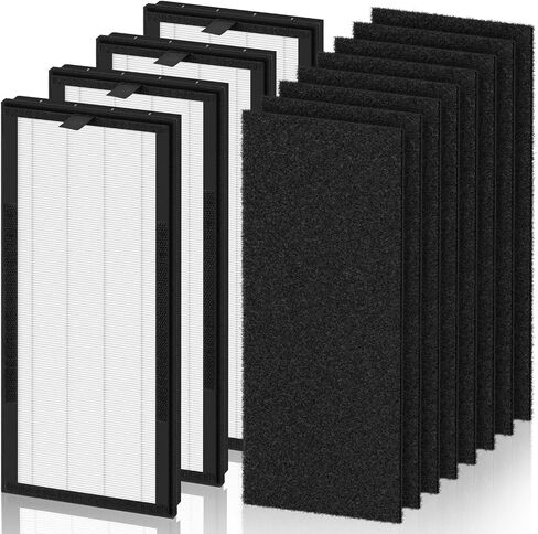 True HEPA Replacement Filter for VEVA 8000 Elite Pro Series Air Purifier, 2 HEPA Filters & 8 Premium Activated Carbon Pre Filters (2+ Year Supply) for Complete Tower Air Cleaner Home & Office in Kuwait