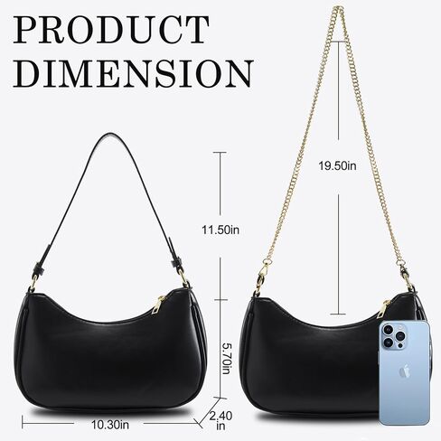 Shoulder Bag for Women Y2K Trendy Hobo Handbags Purse Vegan Leather Clutch Handbag with 2 Adjustable Removable Straps in Kuwait