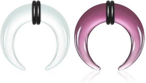 2PCS Glass Septum rings hoops,14G to 2G C Shape Pincher Tapers with O-Rings for Nose&Ear Jewelry Clicker Cartilage Earring Hinged Segment Daith Piercing in Saudi Arabia